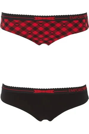 Emporio Armani Damen Tartan Christmas Cotton 2-Pack Brief Unterwäsche, , M