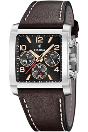 Festina Herren Analog Quarz Uhr mit Leder Armband F20653/4