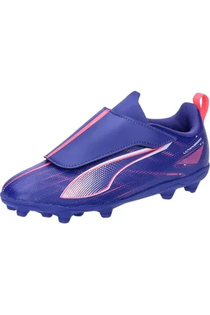 PUMA Unisex Ultra 5 Play V FG/AG RB Jr Soccer Shoe, Lapis Lazuli White-Sunset Glow, 34.5 EU
