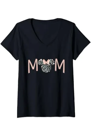 Disney Minnie Mouse Spring Florals Mom T-Shirt mit V-Ausschnitt
