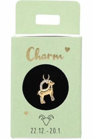 Depesche 11834-021 Charm Steinbock, vergoldeter Anhänger für Halsketten, Armband und Ohrringe, ideal als kleines Geschenk