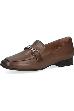 Caprice Damen Loafer ohne Absatz Memotion aus Leder Elegant Weite G, Braun , 40 EU