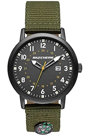 Skechers Herrenuhr Parkhurst, Digitales Uhrwerk, 43MM Grünes Aluminiumgehäuse mit Segeltucharmband, SR5182