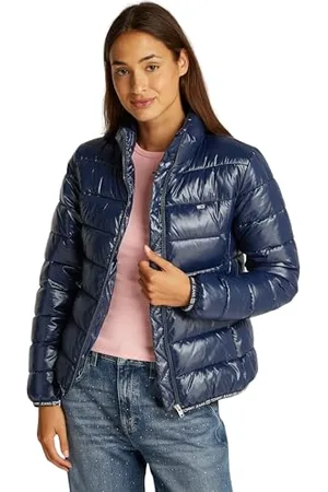 Tommy Hilfiger Damen Pufferjacke Essential Tape Hochglanz, Blau (Dark Night Navy), L