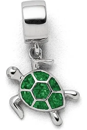 DUR Einzel Charm-Anhänger Turtle für Damen aus 925er Sterling-Silber mit Bernstein, Farbe: , Maße: 1,73x1,6 cm, F290