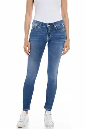 Replay Damen Jeans New Luz Skinny-Fit mit Power Stretch, (Blau), 24W / 30L