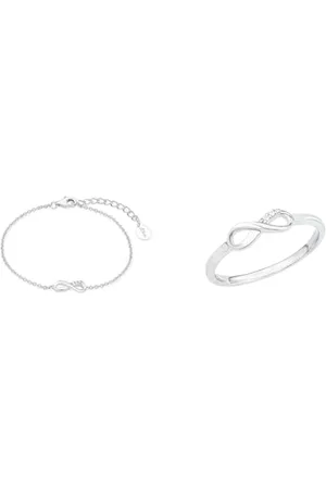 QS by s.Oliver Armband 925 Sterling Damen Armschmuck & Ring 925 Sterling Damen Ringe, mit Zirkonia synth., , Infinity, Kommt in Schmuck Geschenk Box, 2017253