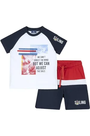chicco Komplette Baby mit T-Shirt und Kurze Hose mit Elastischem Bund, mit Modernen und Trendigen Grafiken, 100% Baumwolle, Maschinenwaschbar, Baby und Junge Kleidung, Entworfen in Italien