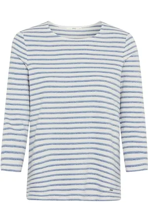 Brax Damen Style Bonnie Gestreifter Baumwollpullover Mit Struktur Sweatshirt, , 44 EU