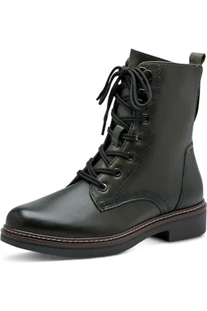 Tamaris COMFORT Damen Stiefeletten zum Schnüren mit Reißverschluss Herbst, Grün , 37 EU