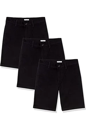 Amazon Jungen Einheitliche, gewebte Shorts mit flacher Vorderseite - Auslauffarben, 3er-Pack, , 7 Jahre Große Größen