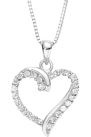 Amor Kette mit Anhänger 925 Sterling Damen Halsschmuck, mit Zirkonia synth., 45 cm, , Herz, Kommt in Schmuck Geschenk Box, 9194568