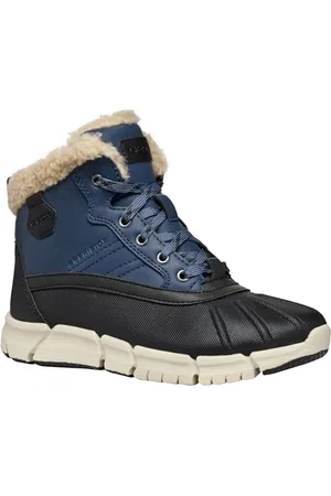 Geox J FLEXYPER Boy B ABX Ankle Boot, Denim/Black, 28 EU