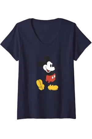 Disney Mickey Mouse Retro Standing Foot Pop T-Shirt mit V-Ausschnitt