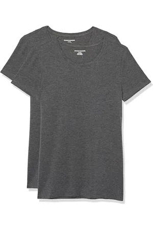 Amazon Damen Kurzärmeliges T-Shirt mit Rundhalsausschnitt, Klassischer Schnitt, 2er-Pack, , L