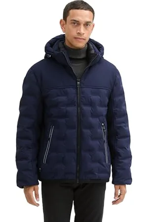 TOM TAILOR Herren 1041324 Hybrid Pufferjacke mit Abnehmbarer Kapuze, 10668-Sky Captain Blue, L