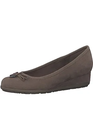 QS by s.Oliver Damen Ballerinas Elegant Keilabsatz Braun , 41