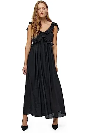 DESIRES Damen Dicte Maxikleid mit Trägern und Rüschen, , M