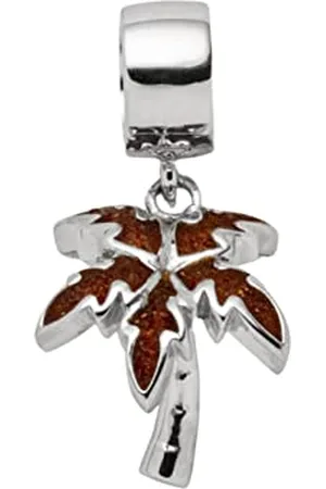 DUR Schmuck Damen Charm PALME Bernstein, Silber 925/- rhodiniert (F293)