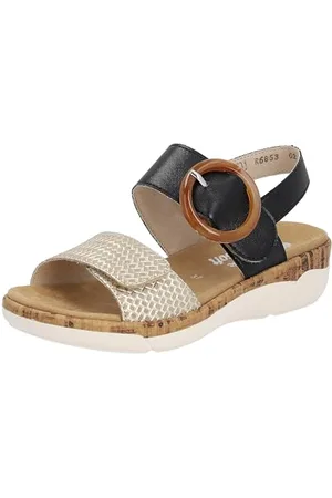 Remonte Damen R6853 Sandale, beige-Gold/schwarz / 02, 36 EU