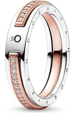 PANDORA Signature Two-tone Logo & Pavé Ring 182773C01