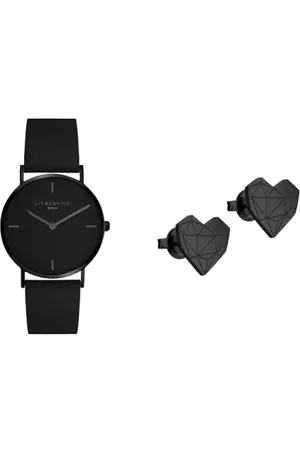 liebeskind Armbanduhr LT-0134-LQ IP Black & Ohrringe aus Edelstahl in Schwarz LJ-0615-E-11