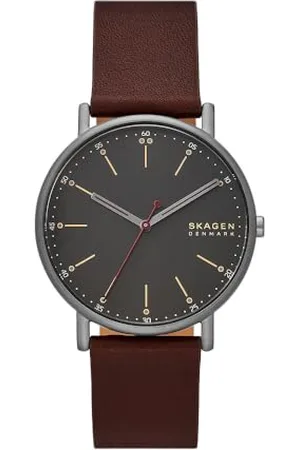 Skagen Herrenuhr Signatur Quartz/3 Zeigerwerk 40 mm Gehäusegröße mit einem Lederarmband SKW6860