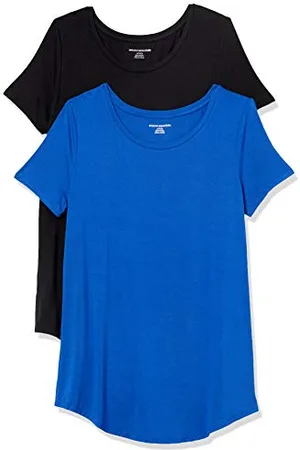 Amazon Damen Tunika mit U-Ausschnitt und Kurzen Ärmeln, 2er-Pack, , S
