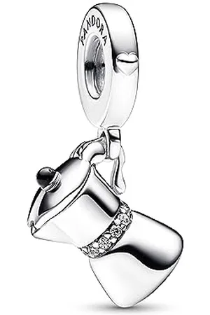 PANDORA Espressokanne Charm-Anhänger aus Sterlingsilber mit Zirkoniasteinen verziert, Kompatibel Moments, Moments Kollektion, 792679C01