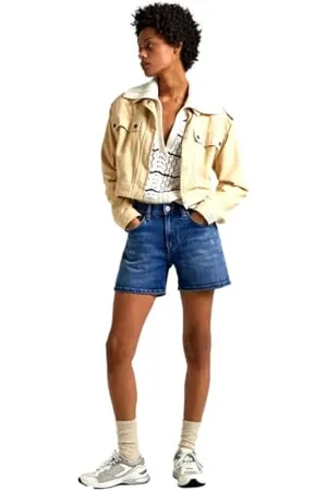 Pepe Jeans Damen Straight Short Hw Shorts, Blau (Denim-HU4), 31W