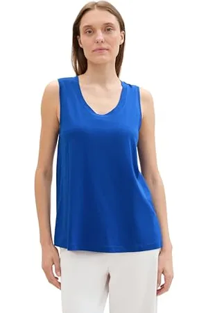 TOM TAILOR Damen Basic Tanktop, shiny royal blue, XS