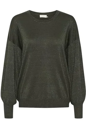 Kaffe Strickpullover KAregina Damen Strickpullover Glitzer Langarm Winter Pullover Casual Elegant S