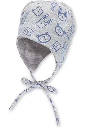 Sterntaler Baby Jungen Mütze Baby Wende Tiergesichter/Uni Mütze - Mütze Baby - aus Jersey mit Eseln und Bindeband - mehrfarbig, 35