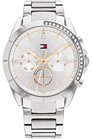 Tommy Hilfiger Multi Zifferblatt Quarz Uhr für Damen mit Silbernes Edelstahlarmband - 1782384