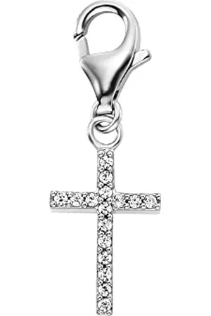 Engelsrufer Kreuz-Anhänger Charm aus Sterlingsilber mit Zirkonia in der Farbe , Länge: 8,3cm, ERC-LILCROSS-ZI