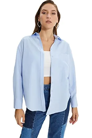 Trendyol Blue Boyfriend Shirt,