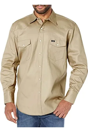 Wrangler Herren-Arbeitshemd mit Cowboy-Schnitt, langärmelig, mit Schnappverschluss, festes Finish, , Mittel