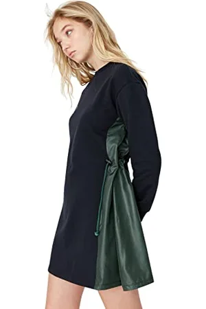 Trendyol Damen Woman Übergröße Midi Bodycon Karrée-Ausschnitt Trikot Größen Kleid, , XXL