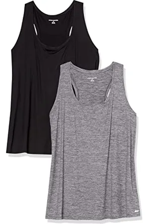 Amazon Damen Active Quick Dry Tech Stretch Racerback-Tanktop (in Übergröße erhältlich), 2er-Pack, , XS