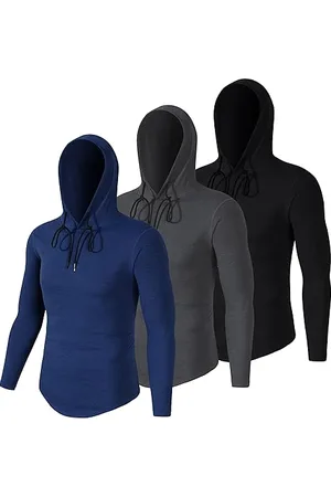 MEETWEE Sportshirt Herren, Laufshirt Langarm Funktionsshirt mit Kapuze Männer Sports Shirt Atmungsaktiv Hoodie Sweatshirt für Running Gym Joggingg