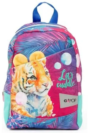 Giochi Preziosi Go Pop – Kindergartenrucksack Modell Sweet Jungle mit großem zentralem Fach, personalisierter gummierter Reißverschluss, gepolsterte Schultergurte und Griff, Maße: 25,5 x 34,5 x 11,5
