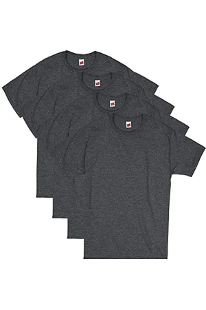 Hanes Herren Short Sleeve, Crewneck Cotton for Men, Value, 4 Or 6 Pack T-Shirt, Charcoal Heather – 4er-Pack, 4X-Groß