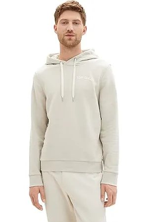 TOM TAILOR Herren 1037751 Sweatshirt Hoodie mit Logo-Print, 26199-beige Alfalfa, XXL