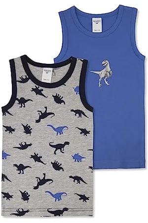 Salt & Pepper Jungen Boys Singlet 2er Set Dino Unterwäsche, , 104-110 EU