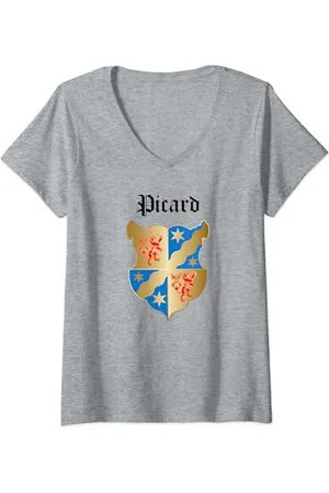 Star Trek Picard Wappen T-Shirt mit V-Ausschnitt