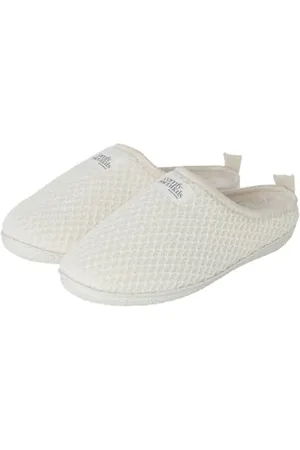 Women secret Damen Zapatillas Everyday Essentials 2 Elfenbeinfarbene Chenille-Hausschuhe, , Small Weit