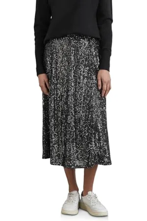 Street one Damen A361626 Midi-Rock mit Pailletten,Silber, 40
