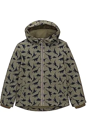 TOM TAILOR Jungen 1038478 Softshell Jacke mit Dinosaurier, 33948-olive Dino All Over Print, 104-110