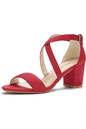 Allegra K Überkreuzte Sandalen mit Knöchelriemen und Blockabsatz für Damen 38