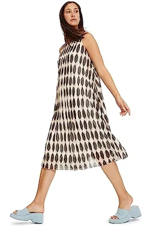 Cartoon Damen Plisseekleid ohne Arm /Weiß,42